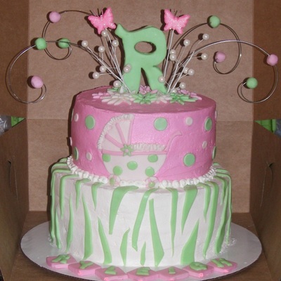 Pink And Green Zebra Baby Shower