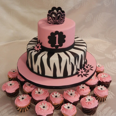 Hot Pink And Zebra Themed Cake