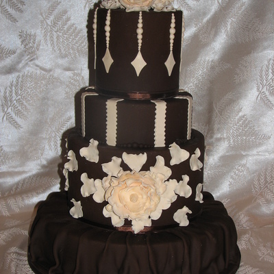 Chocolate And Ivory Wedding Cake