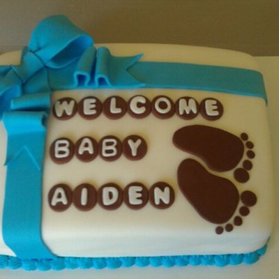 Baby Shower Cake W/ Footprints