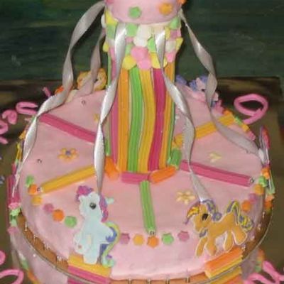My Little Pony, Fondant Covered Cake W/ Ri Ponies