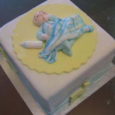 Sleeping Baby W/ Checked Blanket