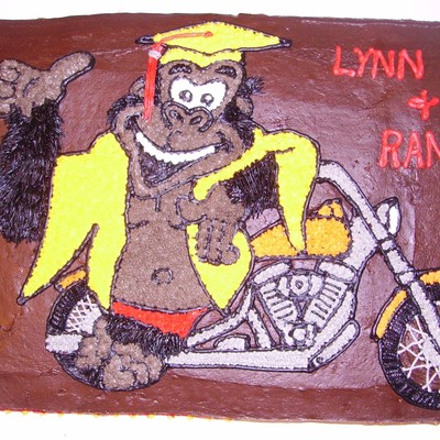Graduating Gorilla With Harley Motorcycle