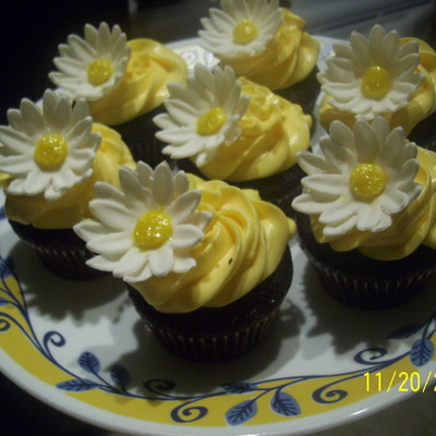 Chocolate Cupcakes With Lemon Buttercream, With White Daisies!