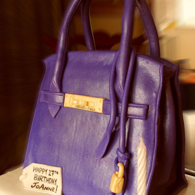 Purple Hermes Birkin Bag Cake