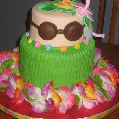 Hula Girl Cake With Hibiscus Flowers