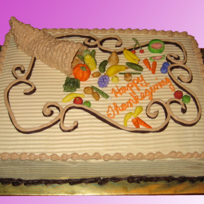 Thanksgiving Cornucopia Sheet Cake