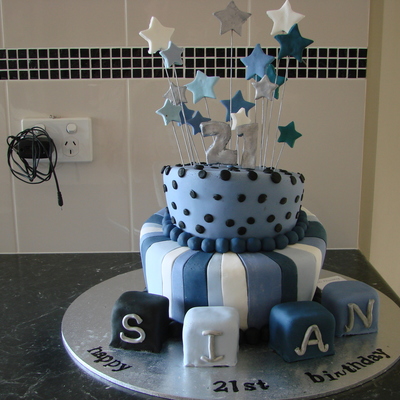 Striped Topsy Turvy 21St Cake