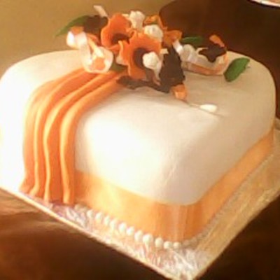 Orange And Brown Wedding Cake