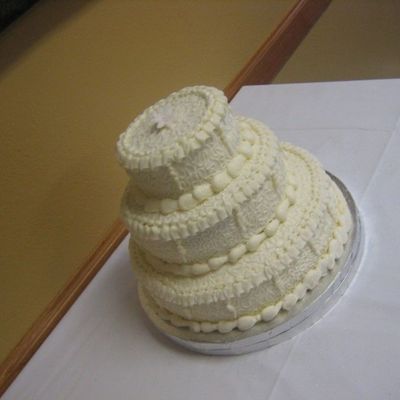 3 Tier White Wedding Cake