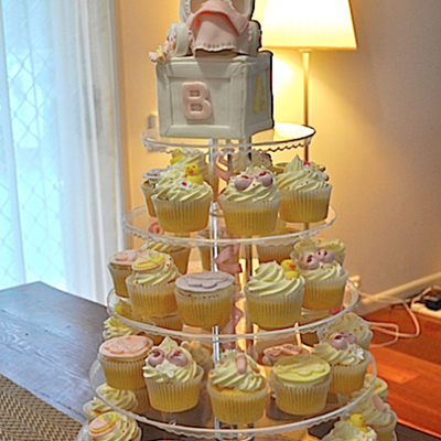 Baby Girl Shower Cupcake Tier