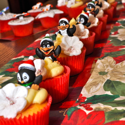 Christmas Penguin And Snowman Cupcakes