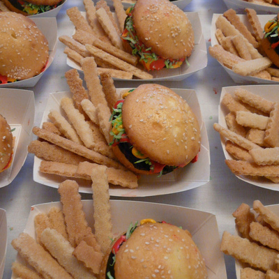 Burger Cakes With Cookie Fries