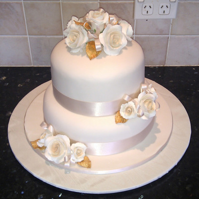 Ivory And Gold Wedding Cake