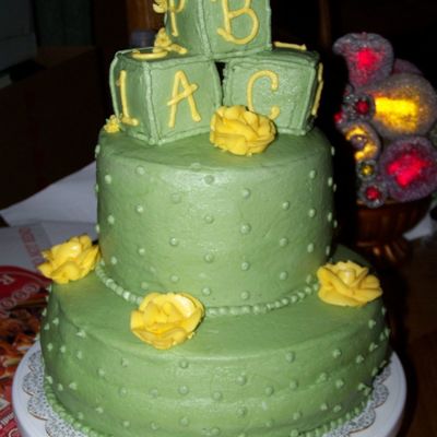 Green And Yellow Baby Shower Cake