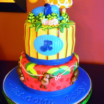 Baby Jungle Shower Cake