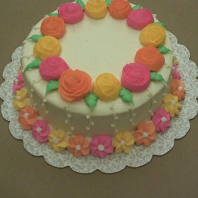 Fanciful Flowers Cake - Wilton Class 1