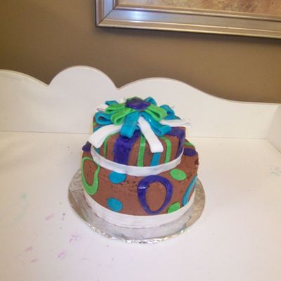 Teal/purple/green Circles And Stripes Cake