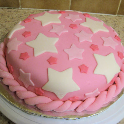 Pink Stars Fondant Cake