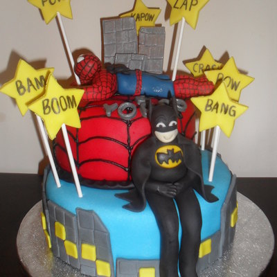 Batman And Spiderman Cake