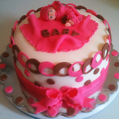 Brown And Pink Baby Shower Cake
