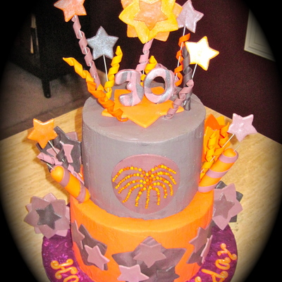 Orange And Purple Fireworks Cake