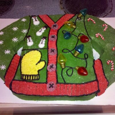 Ugly Christmas Sweater Party Cake