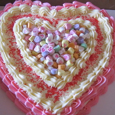 Heart Cake With Candy Hearts