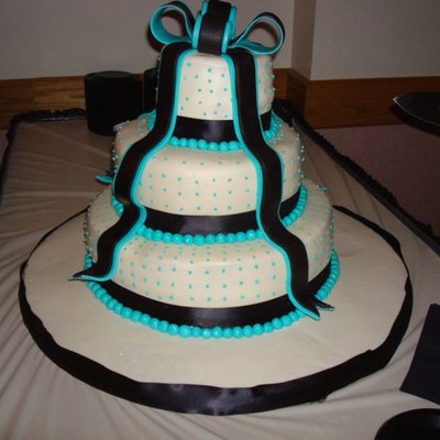 Black Teal Polka Dot Wedding Cake