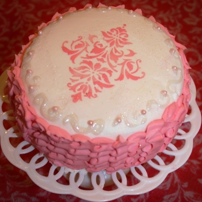 Pink Damask Cake