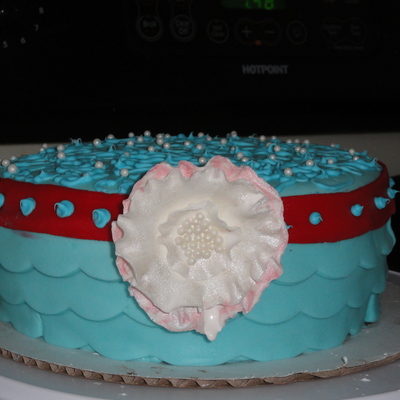 Teal & Red Birthday Cake