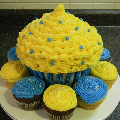 Giant Cupcake, Blue & Gold