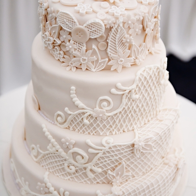 Vintage Ivory Wedding Cake~
