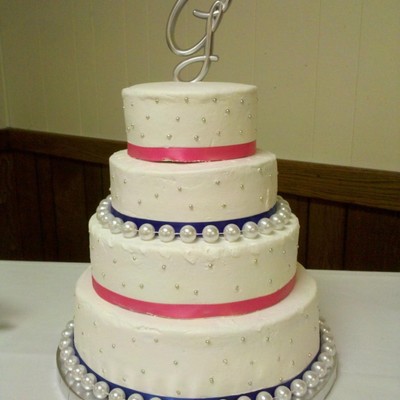 Pink And Blue Ribbon Cake