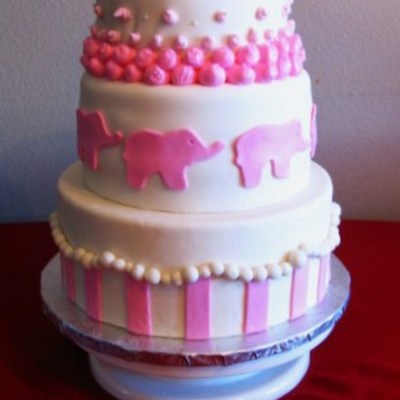 Pink Elephant Baby Shower Cake