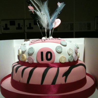Zebra And Love Hearts Cake