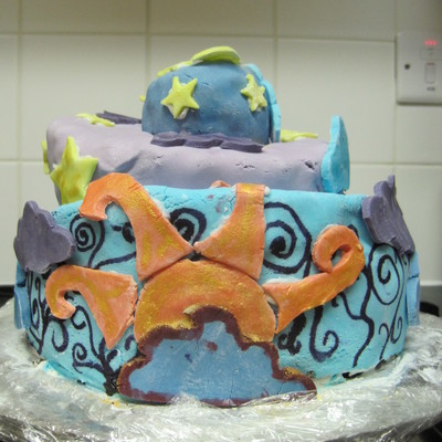 Topsy Turvy Sun, Moon And Stars Cake