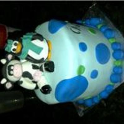 Cow And Penguine Birthday Cake