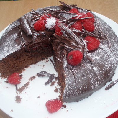 Swedish Chocolate Cake With Raspberries