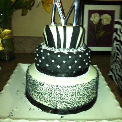 Black/white Fondant Covered Cake