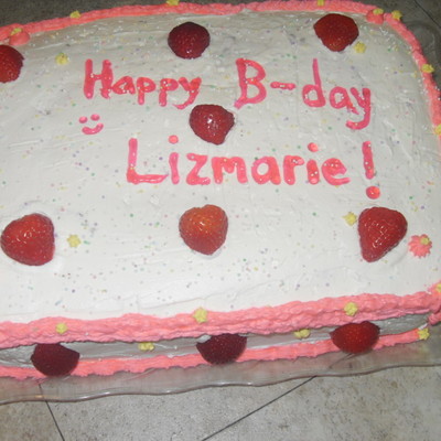 Chocolate Cake With Strawberry Filling, Cool Whip & Cream Cheese Frosting