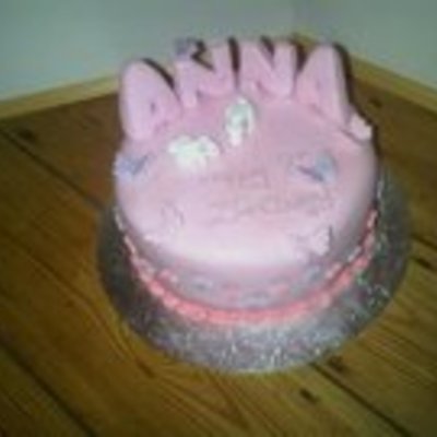 Girls Cake With Butterflies And Bunny Rabbits
