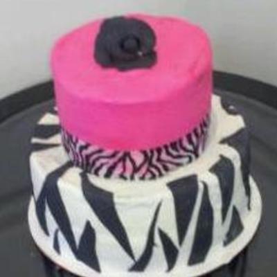 Pink,black And Zebra Cake