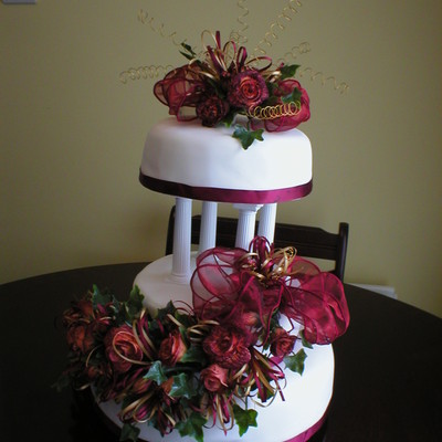 Wedding Cake With Gumpaste Wired Rose Spray
