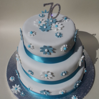 Blue Themed 70Th Birthday Cake