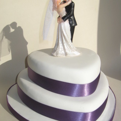 Simple White And Purple Wedding Cake