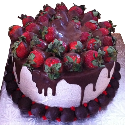 Strawberry + Ganache Cake