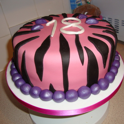Pink Zebra Print18Th Cake