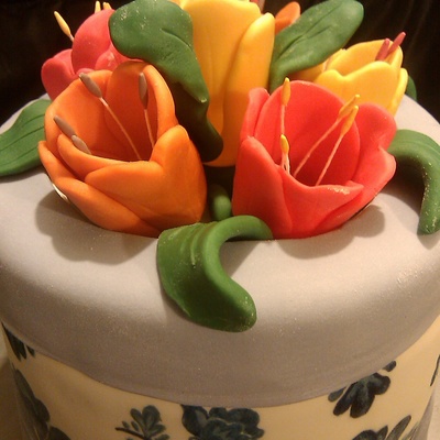 Delft Blue Crock With Tulips