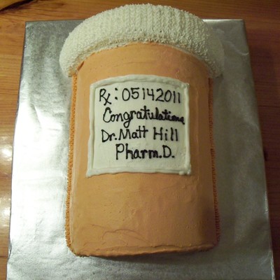 Pharmacy Pill Bottle Graduation Cake